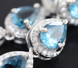 Элегантные серебряные серьги с голубыми топазами Серебро 925