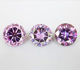 Набор из 3 сиренево-розовых муассанитов 4,06 карат 