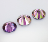 Набор из 3 сиренево-розовых муассанитов 4,06 карат 