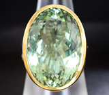 Серебряный перстень с крупным зеленым аметистом Серебро 925