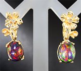 Серьги с кристаллическими черными опалами и бриллиантами Золото