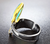 Серебряное кольцо с «неоновым» апатитом и пурпурным сапфиром Серебро 925