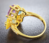 Прелестное серебряное кольцо с кристаллическим опалом, резным перламутром и самоцветами Серебро 925