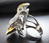 Серебряное кольцо с цитрином, синими сапфирами и цаворитом Серебро 925
