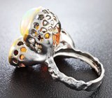 Серебряное кольцо с кристаллическими эфиопскими опалами Серебро 925