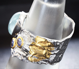 Серебряное кольцо с аквамарином и танзанитами Серебро 925