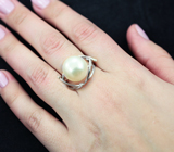 Золотое кольцо с морской жемчужиной 16,54 карат и бриллиантами! Исключительный люстр Золото