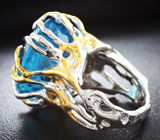 Серебряное кольцо с крупным голубым топазом 55,5 карат Серебро 925