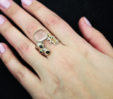 Серебряное кольцо с розовым кварцем и синими сапфирами Серебро 925