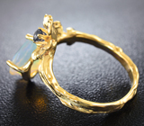 Золотое кольцо с ограненным эфиопским опалом 1,62 карат, рубином и бриллиантом Золото