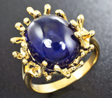 Золотое кольцо с крупным синим сапфиром 13,12 карат Золото