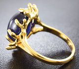 Золотое кольцо с крупным синим сапфиром 13,12 карат Золото