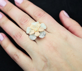 Шикарное серебряное кольцо-цветок Серебро 925