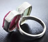 Серебряное кольцо с аквамарином и розовым сапфиром Серебро 925