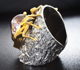 Серебряное кольцо «Паук» с цветной жемчужиной Серебро 925