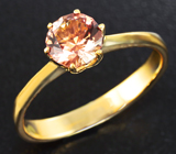 Золотое кольцо с солнечным камнем топовой огранки 0,62 карат Золото