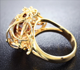 Золотое кольцо с империал топазом лазерной огранки12,63 карат и бриллиантами Золото