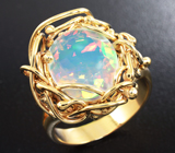 Золотое кольцо с ограненным эфиопским опалом топовых характеристик 3,65 карат Золото