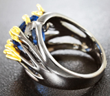 Серебряное кольцо с флюоритом и разноцветными сапфирами Серебро 925