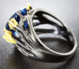 Серебряное кольцо с флюоритом, аметистом и сапфирами