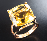 Кольцо с чистейшим крупным цитрином Золото