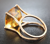 Кольцо с чистейшим крупным цитрином Золото