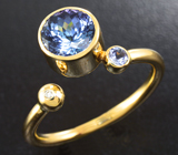 Золотое кольцо с танзанитом 1,53 карат и бриллиантом Золото