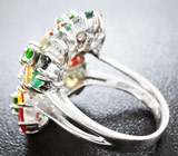 Превосходное серебряное кольцо с разноцветными сапфирами и диопсидами Серебро 925
