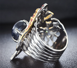 Серебряное кольцо cо звездчатым и цветными сапфирами, цаворитами Серебро 925