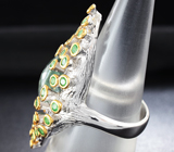 Серебряное кольцо с зеленым бериллом и цаворитами Серебро 925