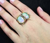 Серебряное кольцо с кристаллическими эфиопскими опалами Серебро 925