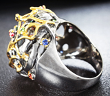 Серебряное кольцо с австралийским триплет опалом, разноцветными сапфирами и цаворитами Серебро 925