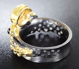 Серебряное кольцо с кристаллическим эфиопским опалом и мозамбикскими гранатами Серебро 925
