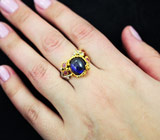 Серебряное кольцо с синим и розовыми сапфирами Серебро 925