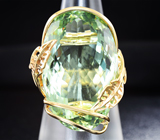Золотое кольцо с зеленым аметистом 38,92 карат и бриллиантами Золото