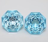 Cерьги с голубыми топазами уникальной авторской огранки и синим сапфиром