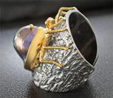 Серебряное кольцо «Паук» c цветной жемчужиной Серебро 925