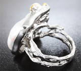 Серебряное кольцо с жемчугом, цаворитом и сапфиром Серебро 925
