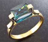 Золотое кольцо с индиголитом турмалином 4,39 карат и бриллиантами Золото