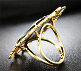 Золотое кольцо с камеей из оникса и резного опала топового качества 11,8 карат, цаворитами и рубинами Золото
