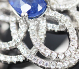 Ажурное серебряное кольцо c насыщенным синим сапфиром Серебро 925