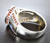 Стильное серебряное кольцо с цитрином, мозамбикскими гранатами и абалоном Серебро 925