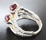 Серебряное кольцо с рубинами и цаворитами Серебро 925