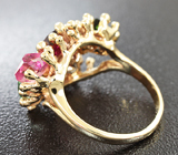 Золотое кольцо с разноцветными турмалинами фантазийной огранки 4,8 карат и лейкосапфирами Золото