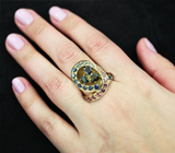Золотое кольцо с гранатами со сменой цвета 2,54 карат и разноцветными сапфирами Золото