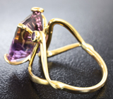 Золотое кольцо с аметрином лазерной огранки 7,3 карат, аметистом и желтым сапфиром Золото