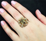 Золотое кольцо с андалузитом 2,83 карат и лунным камнем Золото