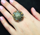 Серебряное кольцо с лунным камнем и сапфирами Серебро 925