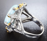 Серебряное кольцо с ларимаром и синими сапфирами Серебро 925