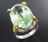 Серебряное кольцо с зеленым аметистом и цаворитами Серебро 925